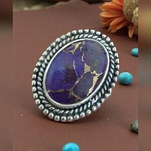 PURPLE MOJAVE TURQUOISE RING 925 STERLING SILVER SIZE 8